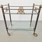 Vintage Regency Messing Metaal Bar Cart Drank Trolley Goud thumbnail 9