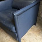 Molteni En C Italy Blauw Leren Design Fauteuil thumbnail 3