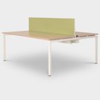 Febrü Bench Werkplek , Eiken Napoli Blad, 2X 180 X 77 Cm Wit Vaste Hoogte Onderstel thumbnail 2