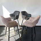 Set Van 4/6 Velvet Design Barkrukken – Luxe Kuipmodel – Zwart/groen/roze thumbnail 16