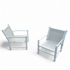 2 X Plastic / Pvc Pipe / Mesh / Indoor / Outdoor Chairs / 1970s thumbnail 10