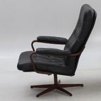 Set Van Twee Vintage Zwart Lederen Draaistoelen ,Zweden 1970(22565) thumbnail 4