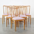 Leuke, Gezellige Set Van 6 Vintage Deens Design Eetkamerstoelen Uit De Jaren ’70 Met Mooie Licht thumbnail 2