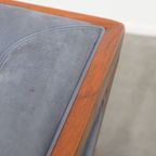 Leuke Schuitema Art Deco Design Bank Met Mooie Blauwe Nubuck Lederen Bekleding thumbnail 17