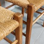 Set Van 4 Vintage Hout En Riet Eetkamerstoelen thumbnail 16
