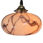Art Deco - Hanging Pedant Light - Ceiling Fixture - Round With An Open Bottom And Top - Pink, Mar thumbnail 4