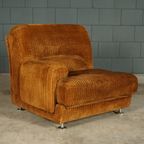Midcentury Modulaire Bank – Bruine Ribstof – Jaren 70 thumbnail 14