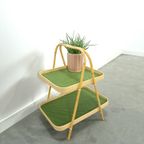 Rotan Dubbele Dienblad Met Groen Blad thumbnail 4