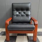 Two Teak And Black Leather Chairs By Hs Denmark 1970S thumbnail 9