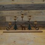 Kandelaar Hout En Metaal Met Versiering thumbnail 3