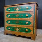 Handbeschilderde Volkskunst Ladekast/Commode – Circa 1900 thumbnail 9