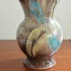 Vintage Strehla Germany Vaasje Vaas Bruin Blauw Geel  | Kerst thumbnail 13