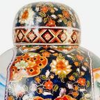 Vintage Xl Chinese Gemberpot Geisha’s Bloemen Blauw Goud thumbnail 4