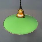 Groen Emaille Hanglamp Met Messing Armatuur thumbnail 9