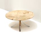 Ronde Vintage Onyx Salontafel Met Onderstel Van Chroom Uit De Jaren ’70 thumbnail 4