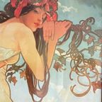 Grote Ingelijste Alphonse Mucha Print, Prachtige Zomerse Dame thumbnail 6