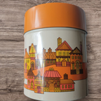 Retro Japanse Blikken Jaren 70 Oranje Bruine Huisjes 2st thumbnail 9