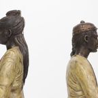 2 Exclusive Table Lamps Chinese Woman And Man On A Pillow Brass thumbnail 15