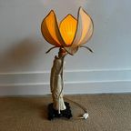 Quanyin Chinese Lamp Met Lotus Kap Vintage thumbnail 13