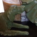 Jacques Limousin Beeld. Art-Deco Dame Met Haar Honden thumbnail 9