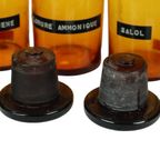 Echte Oude Apotheker Medische Flessen Potten Set Bruin Amber Glas thumbnail 2