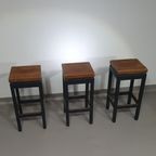 3 X Oak Construction Stools 1960s thumbnail 6