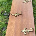 Vintage Houten Kapstok Met Messing Fleur-De-Lis Haken thumbnail 8
