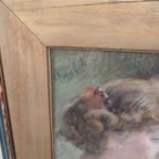 Marguerite Reh - Pastel - Dame Die Uit Het Raam Kijkt thumbnail 5