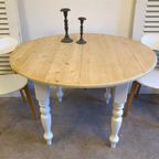 Witte Landelijke Ronde Uitschuifbare Tafel 120-200 Cm thumbnail 2