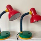 Vintage Honsel Leuchten. Memphis Stijl Lampen. Lampjes 80’S. Bedlampjes. Kinderkamer Toppers. thumbnail 4