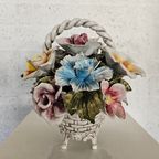 Bassano Ceramics Basket With Flowers, Italy 1950s thumbnail 28
