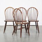 Set Van 4 Vintage Houten Windsor Spijlen Stoelen Uit De Jaren ’70 In Engelse Stijl thumbnail 2