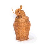 Vintage Boho Elephant Wicker Rattan Storage Box In Da Style Of Mario Torres thumbnail 3