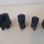 Set Vintage Olifantjes Olifant Beeld Houten Beeldje thumbnail 4