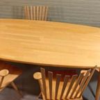 Vintage Deens Design Eettafel Met 5 'Mikado' Stoelen, Kvist thumbnail 10