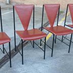 Set Van 4 Vintage Postmodern Leren Eetkamerstoelen thumbnail 2