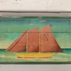 Vintage Beschilderd Paneel Met Schip thumbnail 4