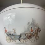 Opaal Glas Vintage Hanglamp Paarden Motief thumbnail 5