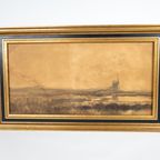 Theodorus J. Arts (Dorus Arts) - 'Moerassig Land' - Olieverf Op Board - Gesigneerd - 1932 thumbnail 2