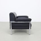 Postmoderne Fauteuil In Chroom & Leer, 1980S thumbnail 2