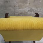 Vintage Fauteuil Jaren 50 Gele Stoel Gele Ribstof Herbekleed thumbnail 7