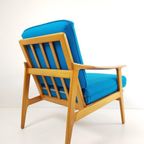 2 Blauwe Fauteuils | Wollen Ploegstof Blauw Vintage thumbnail 4
