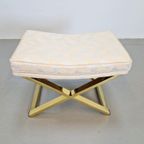 Vintage Voetenbank Messing Regency X Make-up Kruk Goud '70 thumbnail 7
