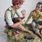 Italian Capodimonte "works Of Art" Figurine Young Men Playing Cards Sculpture Vintage thumbnail 10