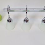 Wandlamp Vanity 3 X Glas Kap Vintag Chroom Italy Design ‘80 thumbnail 5