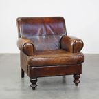 Grote In Goede Staat Verkerende Comfortabele Schapenleren Armchair Met Mooie Kleuren En Charmante thumbnail 2