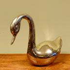 Grote Vintage Xl Messing Zwaan Zwaantje Vogel Groot thumbnail 9