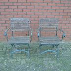 Ouderwetse Metalen Tuinstoelen Set Van 2 thumbnail 3