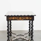 Prachtige En Sierlijke, Antieke 19e Eeuwse Hollandse Marqueterie Tafel thumbnail 16