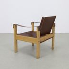 Vintage Fauteuil Safari Easy Chair Set Leer Escriba Brazil (setprijs) thumbnail 3